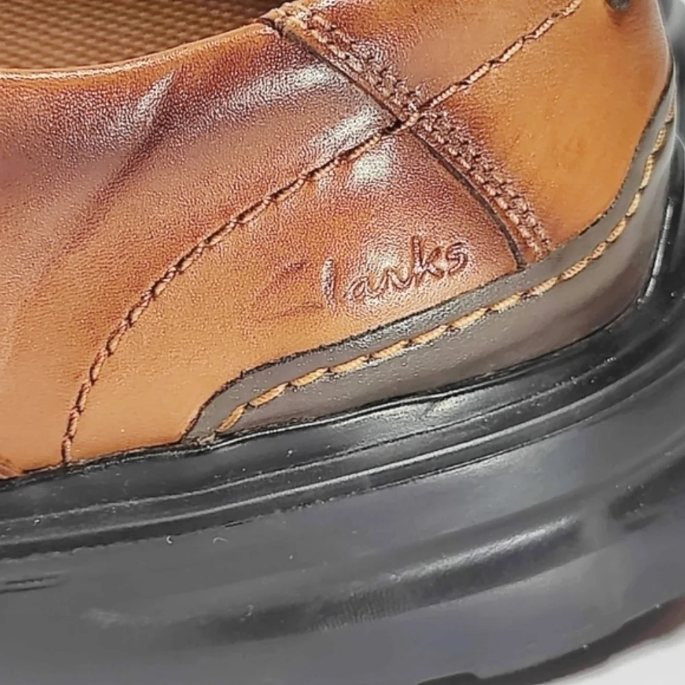 Clarks Men's Gessler Lace Formal Dress Brown Leather Oxford Shoes Size 14
